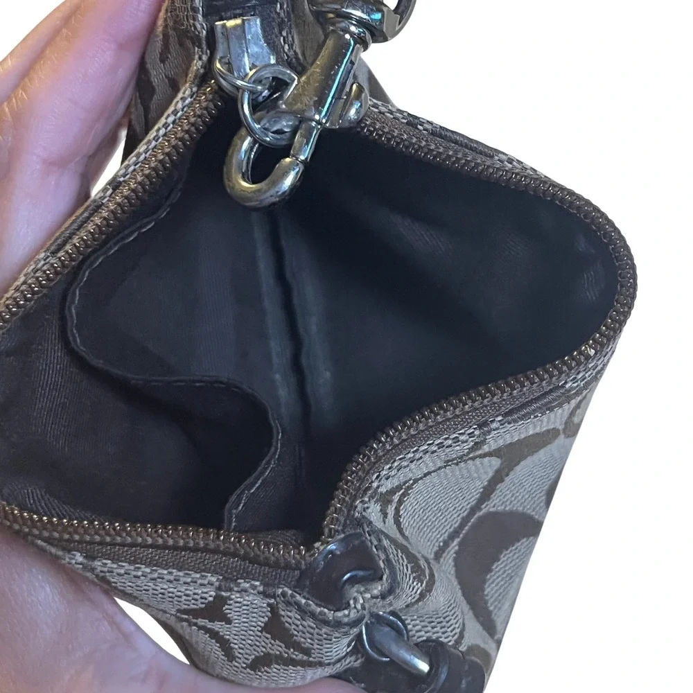 Coach‎ Wristlet Womens OS Brown Signature C Monogram Canvas Zip Pouch